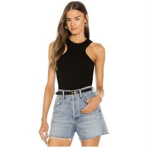 Agolde Bea Cutaway Black Tank Top Women S Ribbed Casual Minimalist Sustainable